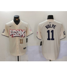 Men New York Yankees 11 Anthony Volpe Cream The Bronx Graffiti V2 Vapor Limited Stitched Baseball Jersey