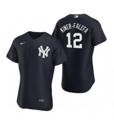 Men New York Yankees 12 Isiah Kiner Falefa Black Flex Base Stitched jersey