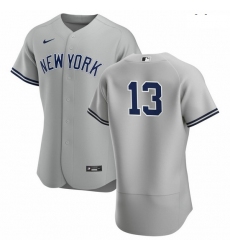 Men New York Yankees 13 Joey Gallo Men Nike Gray Authentic Road MLB Jersey No Name