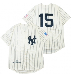 Men New York Yankees 15 Thurman Munson Cream 1969 Throwback Jersey