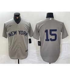 Men New York Yankees 15 Thurman Munson Grey Cool Base Stitched Baseball Jersey