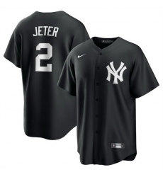 Men New York Yankees 2 Derek Jeter Black Lights Out Limited Stitched Baseball Jersey