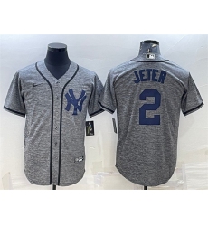 Men New York Yankees 2 Derek Jeter Grey Cool Base Stitched Jersey