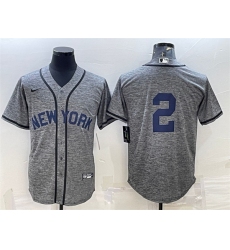 Men New York Yankees 2 Derek Jeter Grey Cool Base Stitched JerseyS