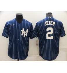 Men New York Yankees 2 Derek Jeter Navy Cool Base MLB Jersey