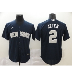 Men New York Yankees 2 Derek Jeter Navy Cool Base Stitched jersey