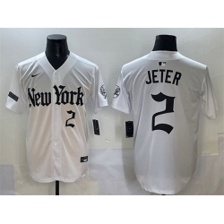 Men New York Yankees 2 Derek Jeter White  27Gothic Legacy Edition 27 Vapor Premier Limited Stitched Baseball Jersey