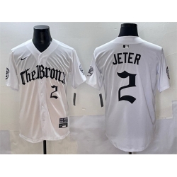 Men New York Yankees 2 Derek Jeter White  27Gothic Legacy Edition 27 Vapor Premier Limited Stitched Baseball Jersey