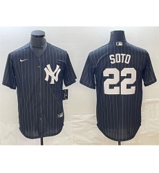 Men New York Yankees 22 Juan Soto Black Cool Base Stitched Baseball Jerseys