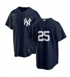 Men New York Yankees 25 Gleyber Torres Navy Cool Base Stitched Baseball Jersey