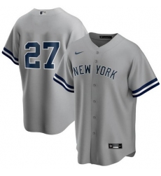 Men New York Yankees 27 Giancarlo Stanton Grey Cool Base Stitched Baseball Jerse