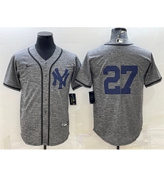 Men New York Yankees 27 Giancarlo Stanton Grey Cool Base Stitched Jersey