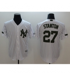 Men New York Yankees 27 Giancarlo Stanton White Commemorative Edition Jersey