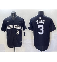 Men New York Yankees 3 Babe Ruth Black Limited Stitched Baseball Jersey Men New York Yankees 3 Babe Ruth Black Limited Stitched Baseball Jersey