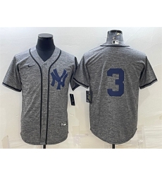 Men New York Yankees 3 Babe Ruth Grey Stitched Jersey