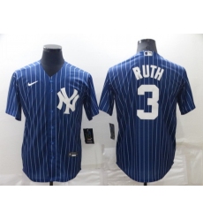 Men New York Yankees 3 Babe Ruth Navy Cool Base Stitched Jerse