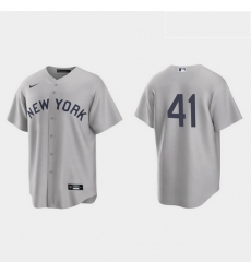 Men New York Yankees 41 Miguel Andujar Men Nike Gray 2021 Field of Dreams Game MLB Jersey