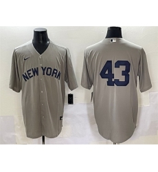 Men New York Yankees 43 Jonathan Lo E1isiga Grey Cool Base Stitched Baseball Jersey