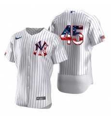 Men New York Yankees 45 Gerrit Cole Men Nike White Fluttering USA Flag Limited Edition Flex Base MLB Jersey
