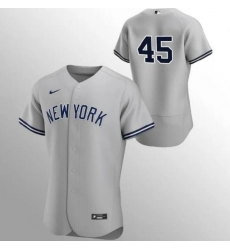 Men New York Yankees 45 Gerrit Cole Nike Gray 2021 Field of Dreams Game MLB Stitched Jersey