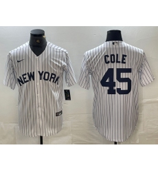 Men New York Yankees 45 Gerrit Cole White Cool Base Stitched Baseball Jersey
