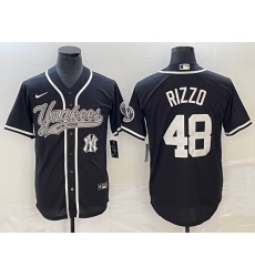 Men New York Yankees 48 Anthony Rizzo Black With Patch Cool Base Stitched Baseball Jersey