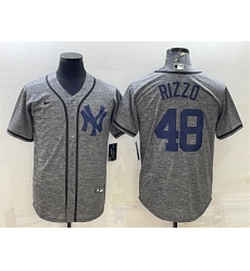 Men New York Yankees 48 Anthony Rizzo Grey Cool Base Stitched Jersey