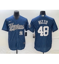 Men New York Yankees 48 Anthony Rizzo Navy With Patch Cool Base Stitched Baseball Jersey