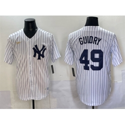 Men New York Yankees 49 Ron Guidry White Cool Base Stitched Baseball Jersey