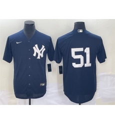 Men New York Yankees 51 Bernie Williams Navy Cool Base Stitched Baseball Jersey