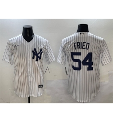 Men New York Yankees 54 Max Fried White Cool Base Stitched Baseball Jersey Men New York Yankees 54 Max Fried White Cool Base Stitched Baseball Jersey