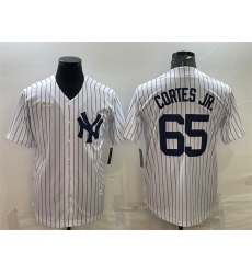Men New York Yankees 65 Nestor Cortes Jr  White Cool Base Stitched Jersey
