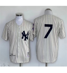 Men New York Yankees 7 Mickey Mantle Cream Cool Base Stitched Baseball Jersey