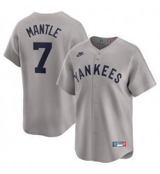 Men New York Yankees 7 Mickey Mantle Gray Cooperstown Collection Limited Stitched Baseball Jersey