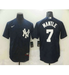 Men New York Yankees 7 Mickey Mantle Navy Blue Stitched MLB Nike Cool Base Jersey