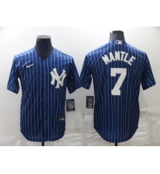 Men New York Yankees 7 Mickey Mantle Navy Cool Base Stitched Jerse