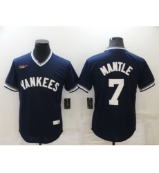 Men New York Yankees 7 Mickey Mantle Navy Stitched Baseball jersey