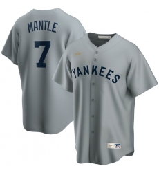 Men New York Yankees 7 Mickey Mantle Nike Road Cooperstown Collection Player MLB Jersey Gray
