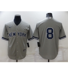 Men New York Yankees 8 Yogi Berr Grey Cool Base Stitched Baseball Jerse