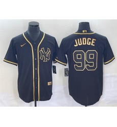 Men New York Yankees 99 Aaron Judge Black Gold Cool Base Stitched Baseball Jersey