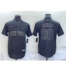 Men New York Yankees 99 Aaron Judge Black Pitch Black Fashion Replica Stitched Jersey