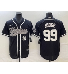 Men New York Yankees 99 Aaron Judge Black With Patch Cool Base Stitched Baseball Jersey