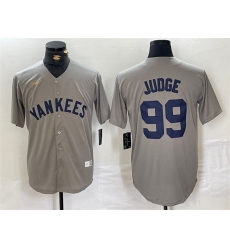 Men New York Yankees 99 Aaron Judge Grey Cool Base Stitched Baseball Jersey