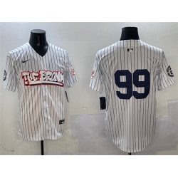 Men New York Yankees 99 Aaron Judge White Bronx Graffiti Vapor Limited Stitched Baseball Jersey
