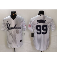 Men New York Yankees 99 Aaron Judge White Cool Base Stitched Baseball Jersey 1