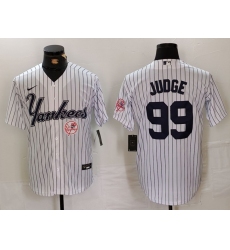 Men New York Yankees 99 Aaron Judge White Cool Base Stitched Baseball Jersey 2