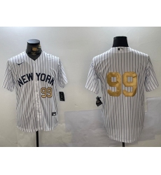 Men New York Yankees 99 Aaron Judge White Pinstripe Without Name Fashion Cool Base Jerseys