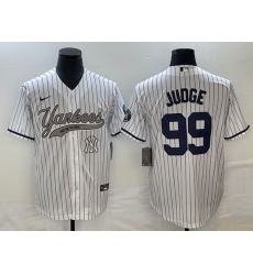 Men New York Yankees 99 Aaron Judge White With Patch Cool Base Stitched Baseball Jersey
