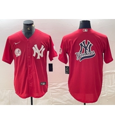 Men New York Yankees Big Logo Red Cool Base Stitched Baseball Jersey 7