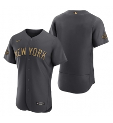 Men New York Yankees Blank 2022 All Star Charcoal Flex Base Stitched Baseball Jersey